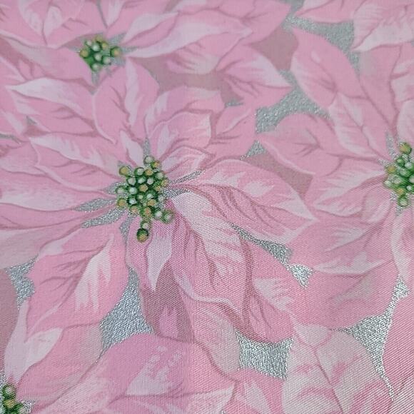 Vintage Poinsettia Flower Christmas Runner With 16 Mini Stockings Hand Made Pink - Picture 6 of 7